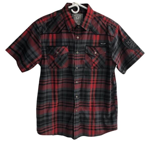Most Official Seven Men's Short Sleeve Button-Down Plaid Shirt - Size LARGE - Picture 1 of 6